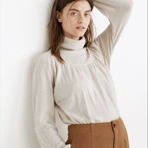 Madewell Shirred Balloon-Sleeve Turtleneck Sweater \\ Size Small // Ivory